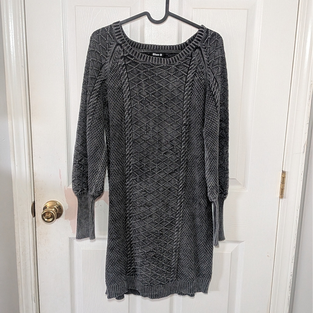 Chic Long Sleeve Knit Dress in Gray